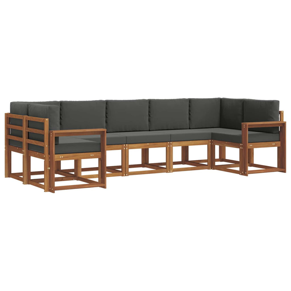 Outdoor-Sofagarnitur mit Kissen 7 pcs Natur und Anthrazit