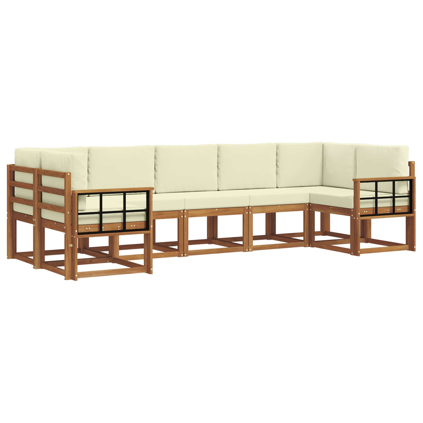 Outdoor-Sofagarnitur mit Kissen 7 pcs Natur und Creme