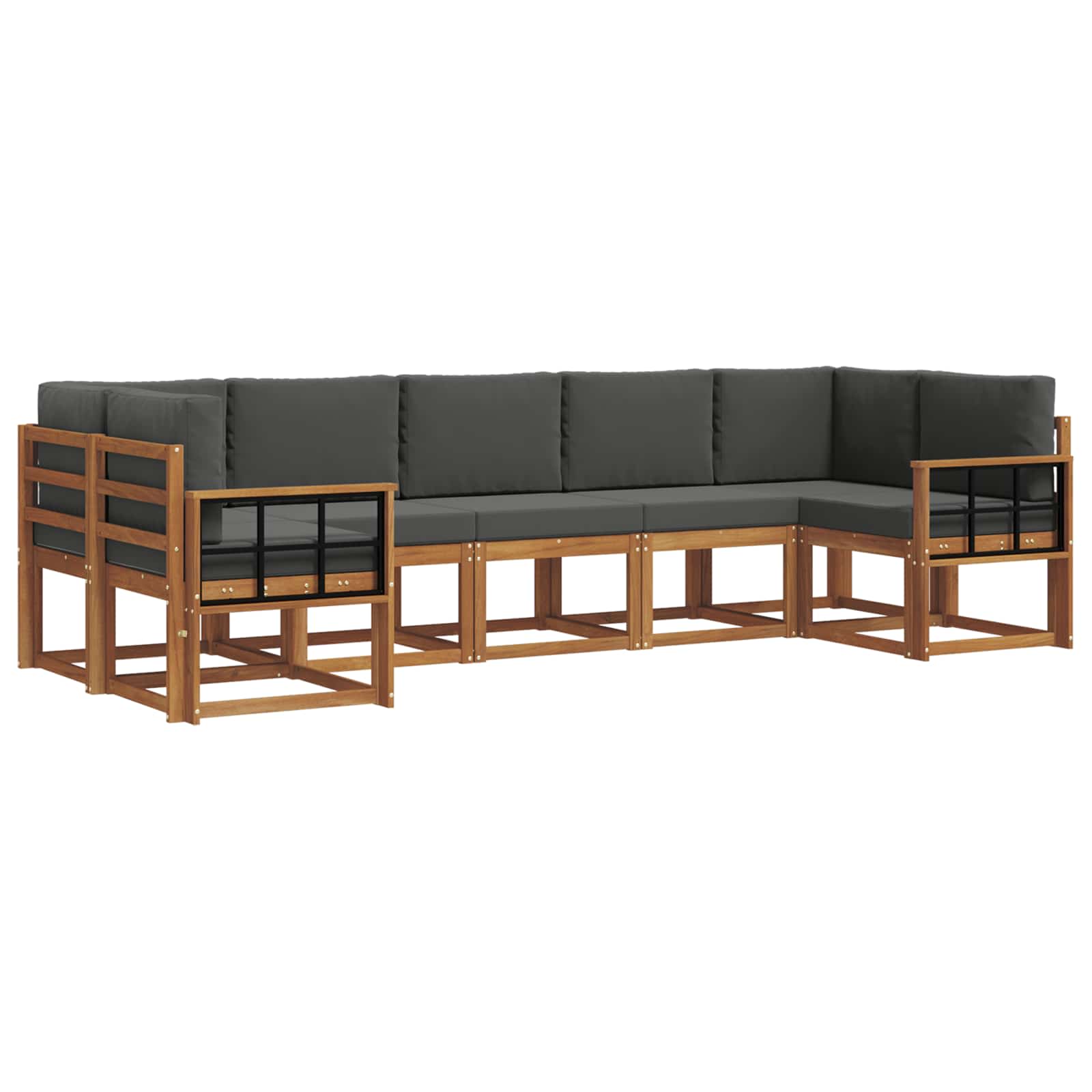 Outdoor-Sofagarnitur mit Kissen 7 pcs Natur und Anthrazit