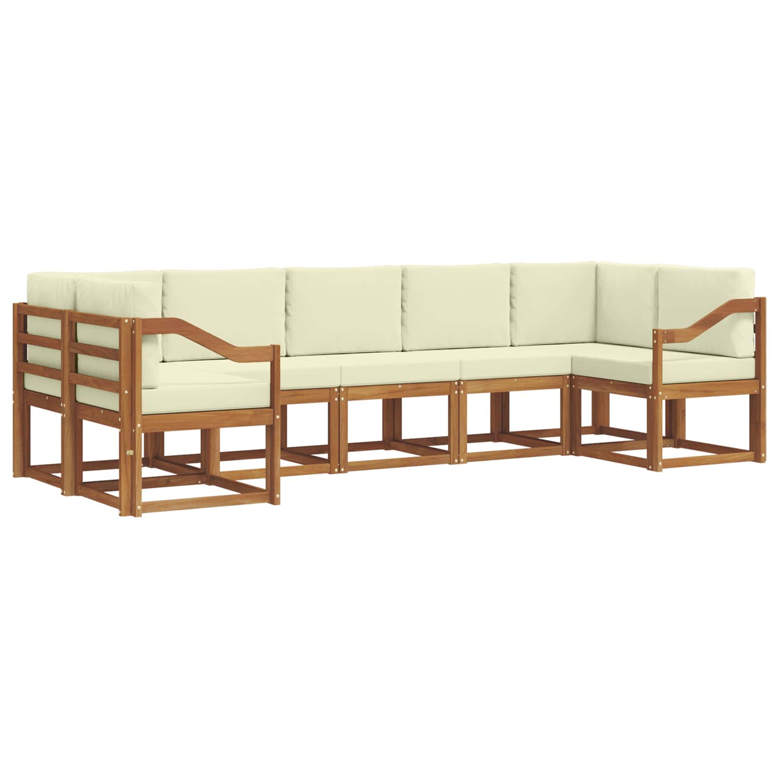 Outdoor-Sofagarnitur mit Kissen 7 pcs Natur und Creme