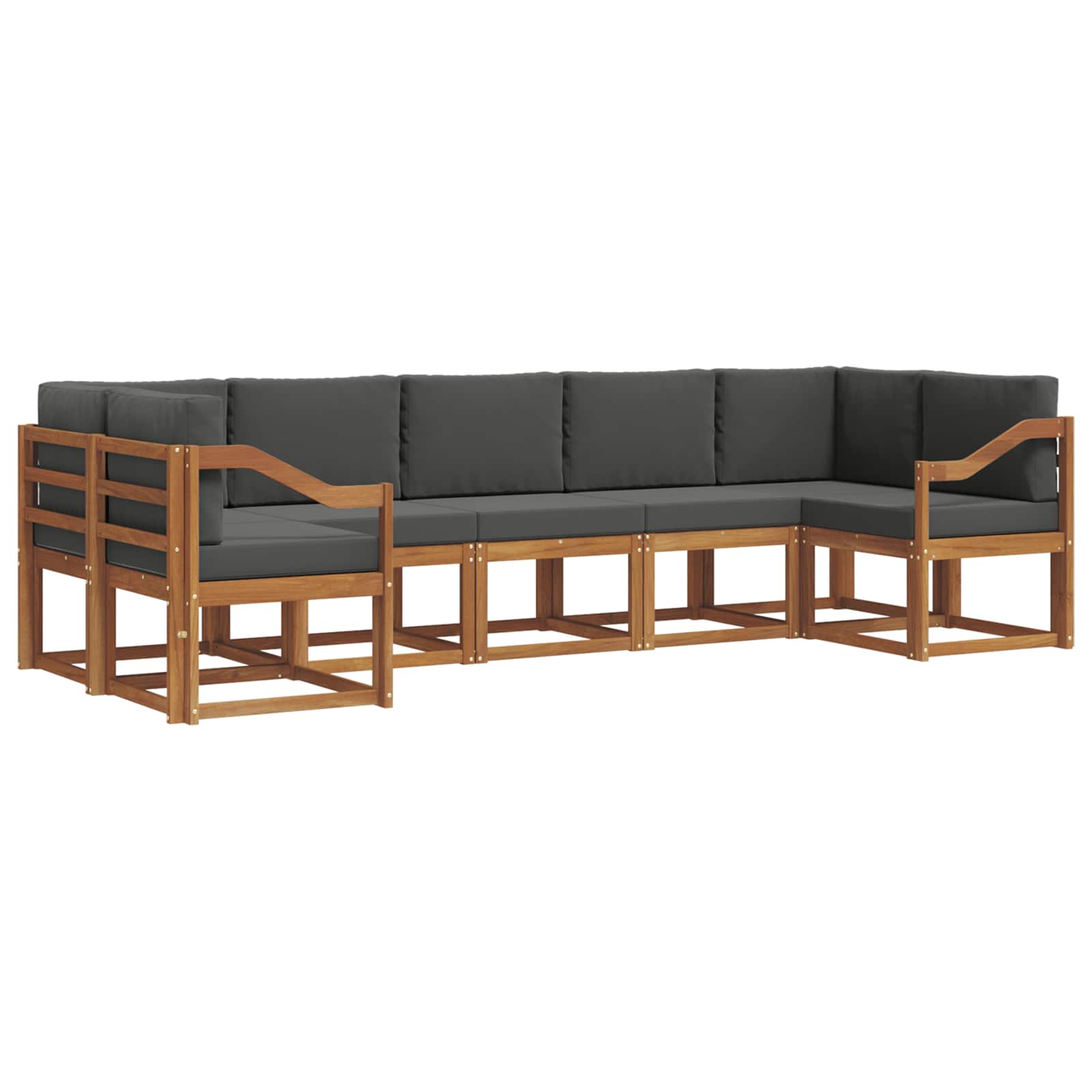 Outdoor-Sofagarnitur mit Kissen 7 pcs Natur und Anthrazit