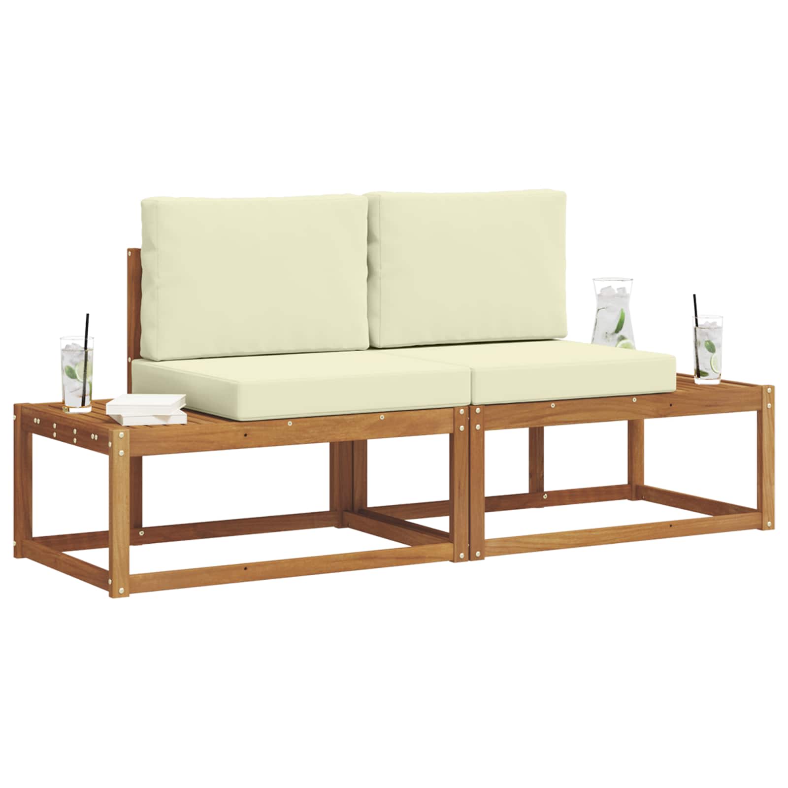 Outdoor-Sofagarnitur mit Kissen 2 pcs Natur