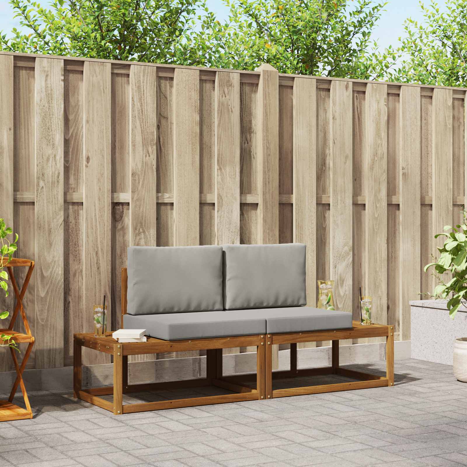 Outdoor-Sofagarnitur mit Kissen 2 pcs Natur