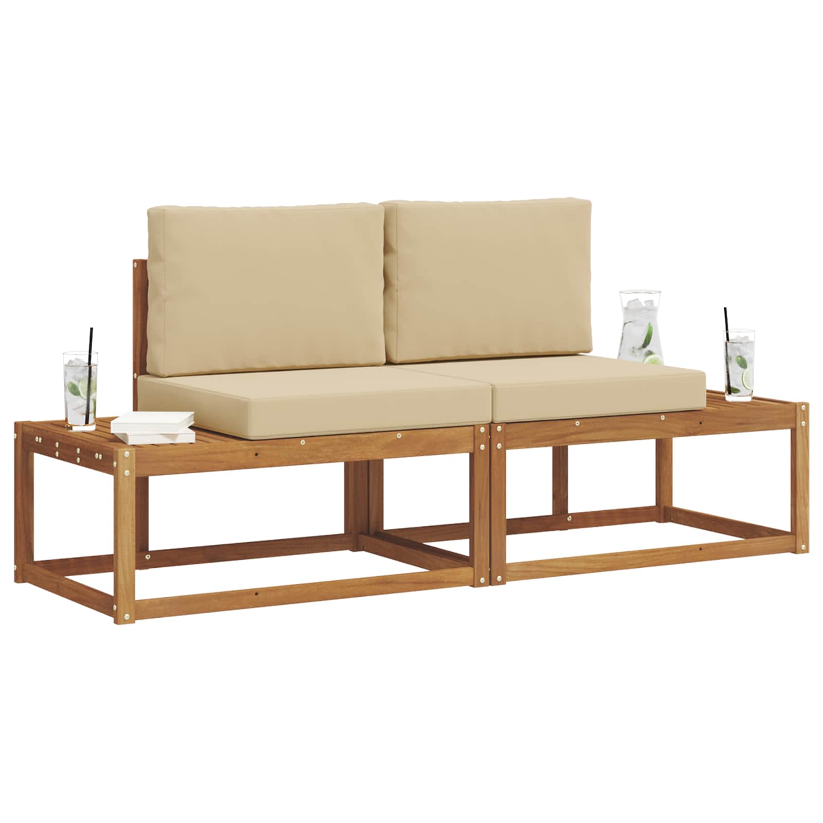 Outdoor-Sofagarnitur mit Kissen 2 pcs Natur