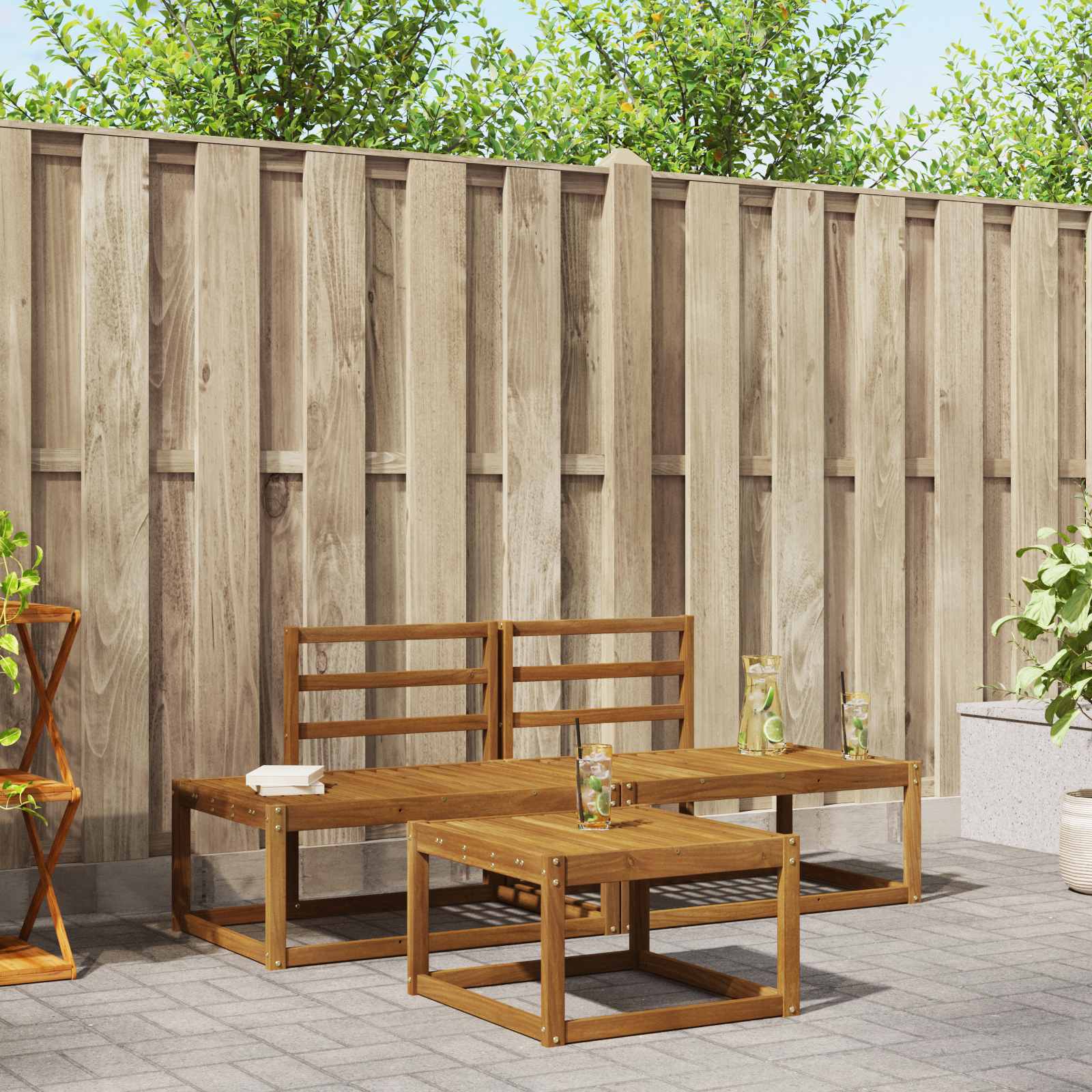 Outdoor-Sofagarnitur 3 pcs Natur Massivholz Akazie