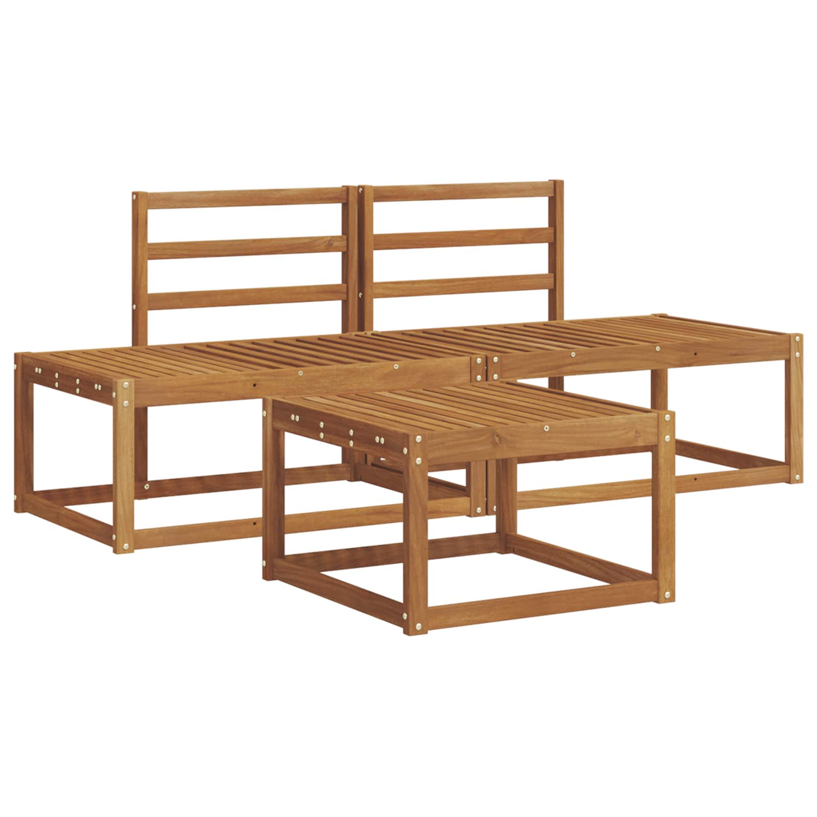 Outdoor-Sofagarnitur 3 pcs Natur Massivholz Akazie