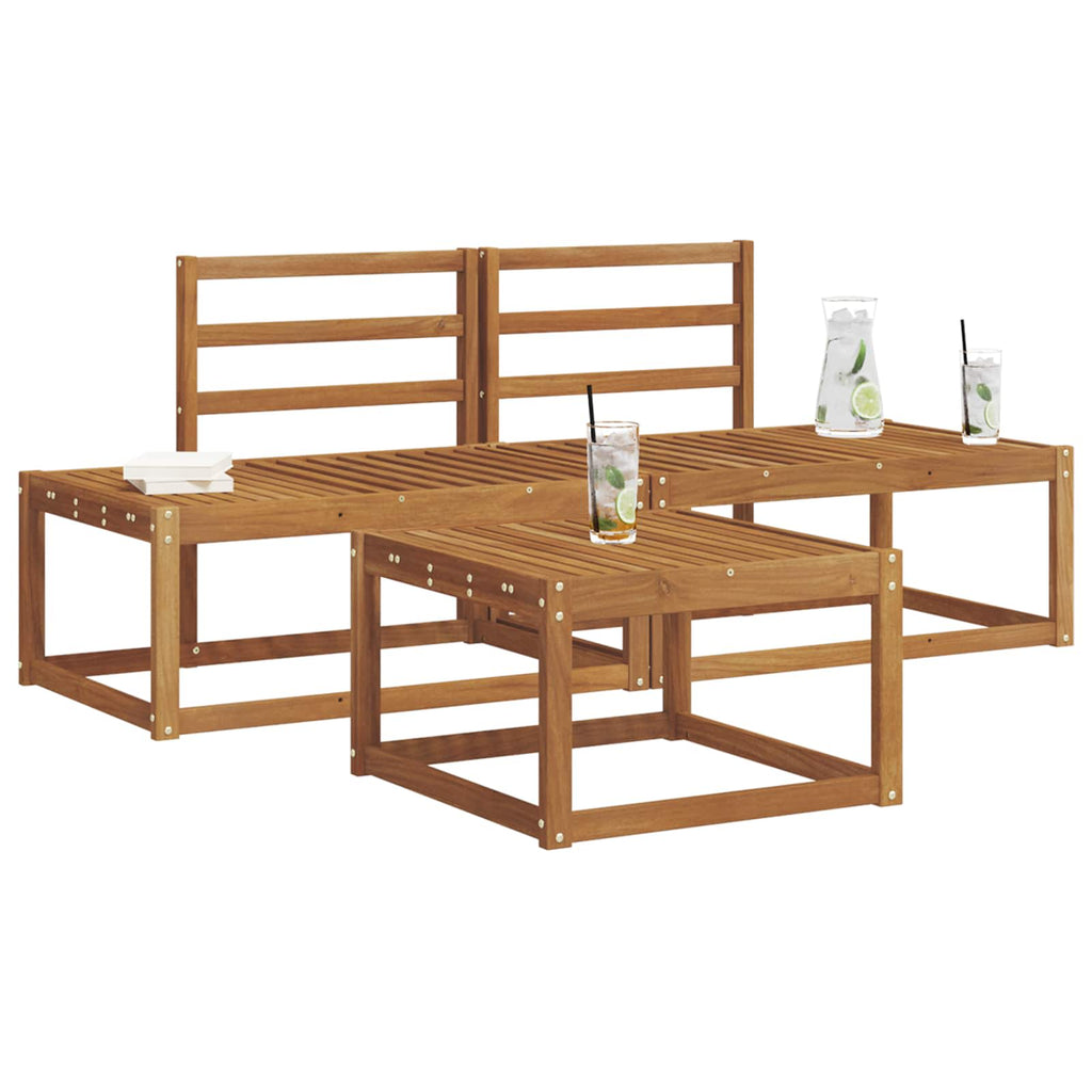 Outdoor-Sofagarnitur 3 pcs Natur Massivholz Akazie