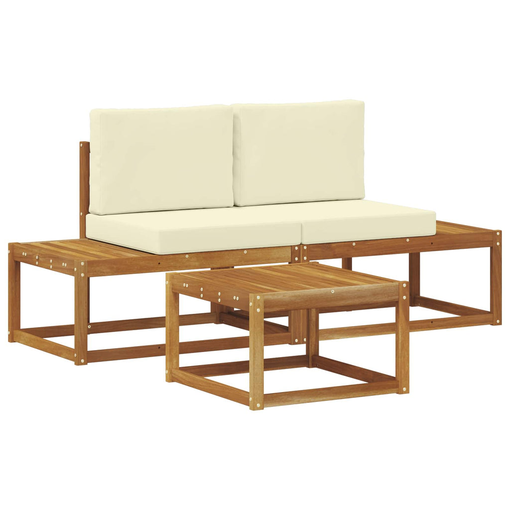 Outdoor-Sofagarnitur mit Kissen 3 pcs Natur