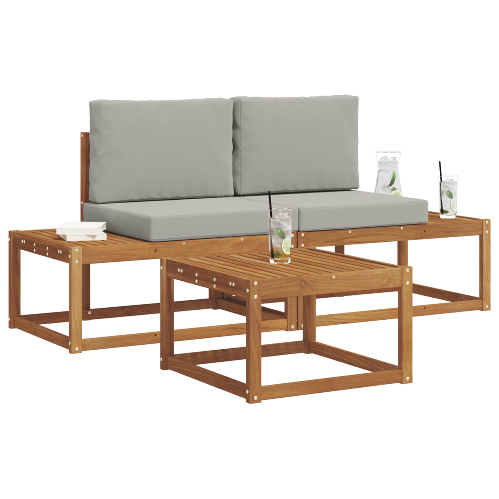 Outdoor-Sofagarnitur mit Kissen 3 pcs Natur