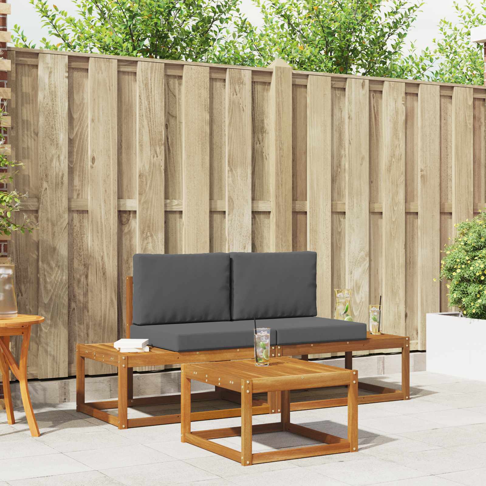 Outdoor-Sofagarnitur mit Kissen 3 pcs Natur
