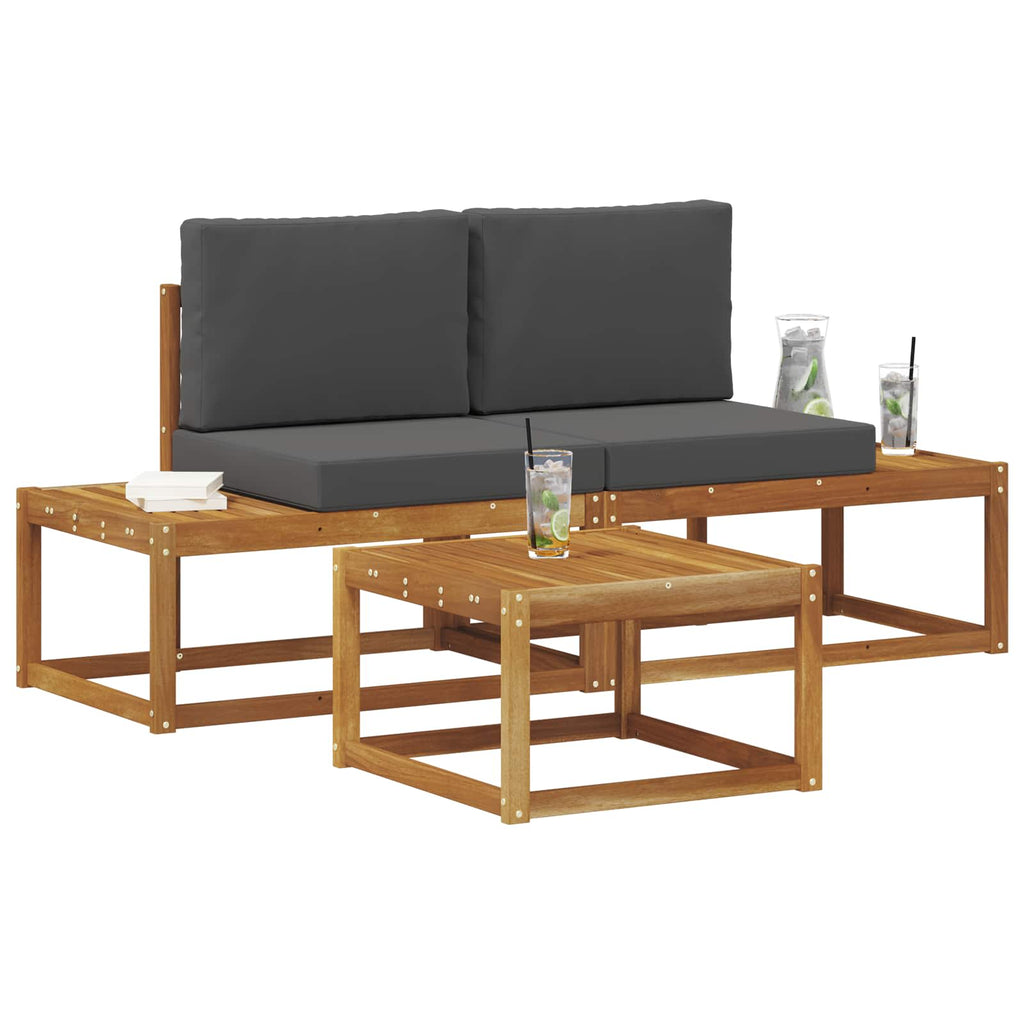 Outdoor-Sofagarnitur mit Kissen 3 pcs Natur
