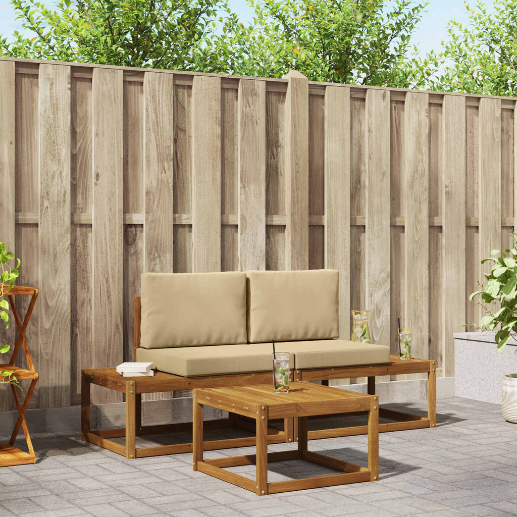 Outdoor-Sofagarnitur mit Kissen 3 pcs Natur