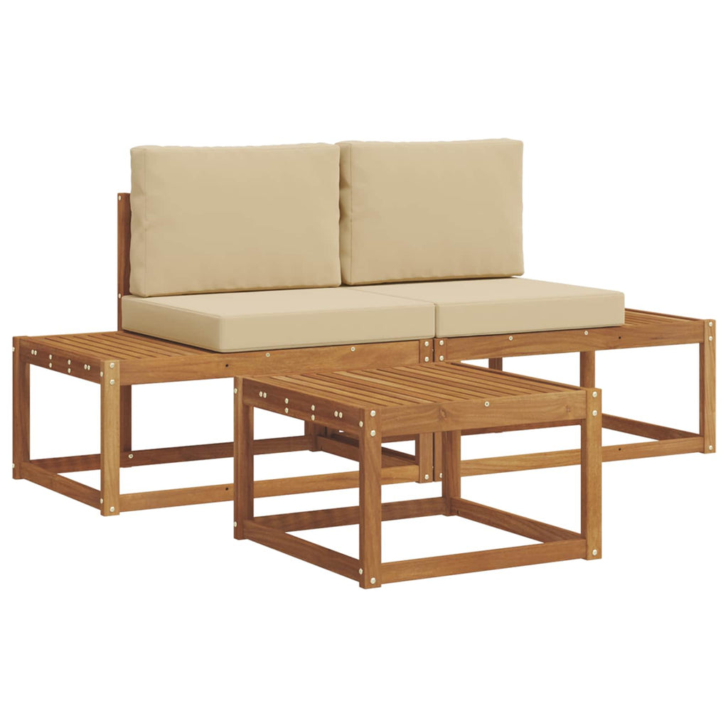 Outdoor-Sofagarnitur mit Kissen 3 pcs Natur