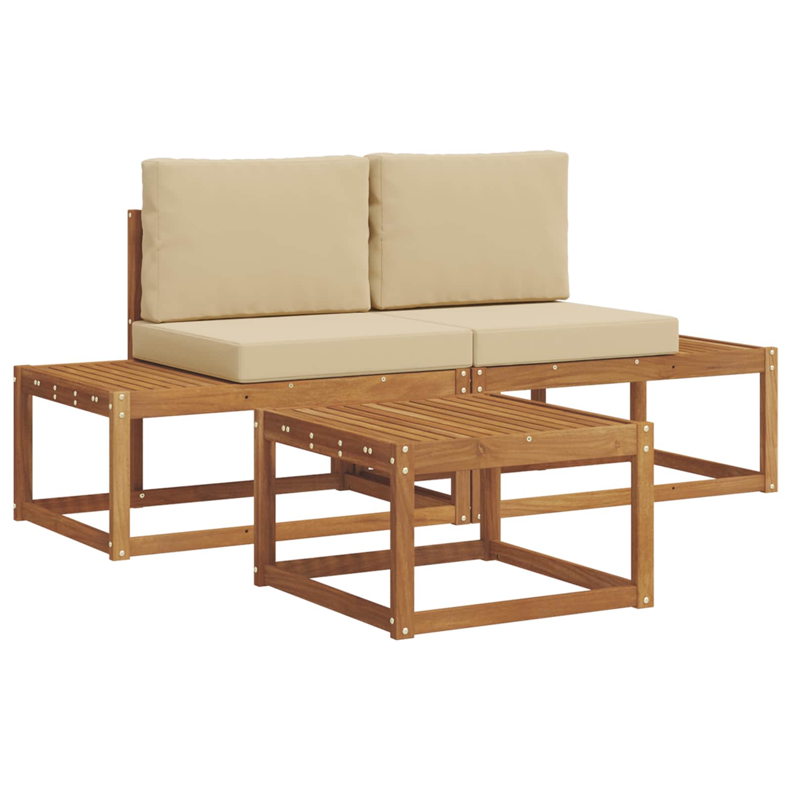 Outdoor-Sofagarnitur mit Kissen 3 pcs Natur