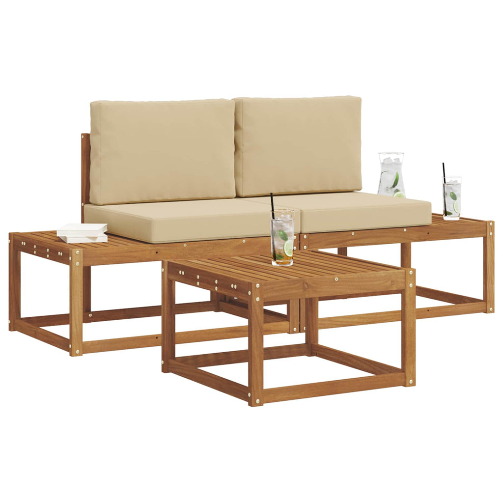Outdoor-Sofagarnitur mit Kissen 3 pcs Natur