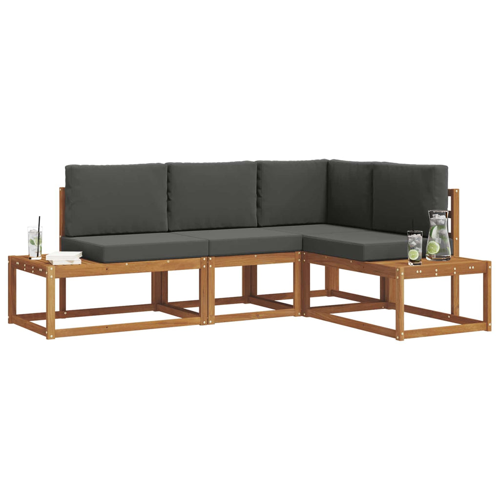 Outdoor-Sofagarnitur mit Kissen 4 Stück Natur und Anthrazit