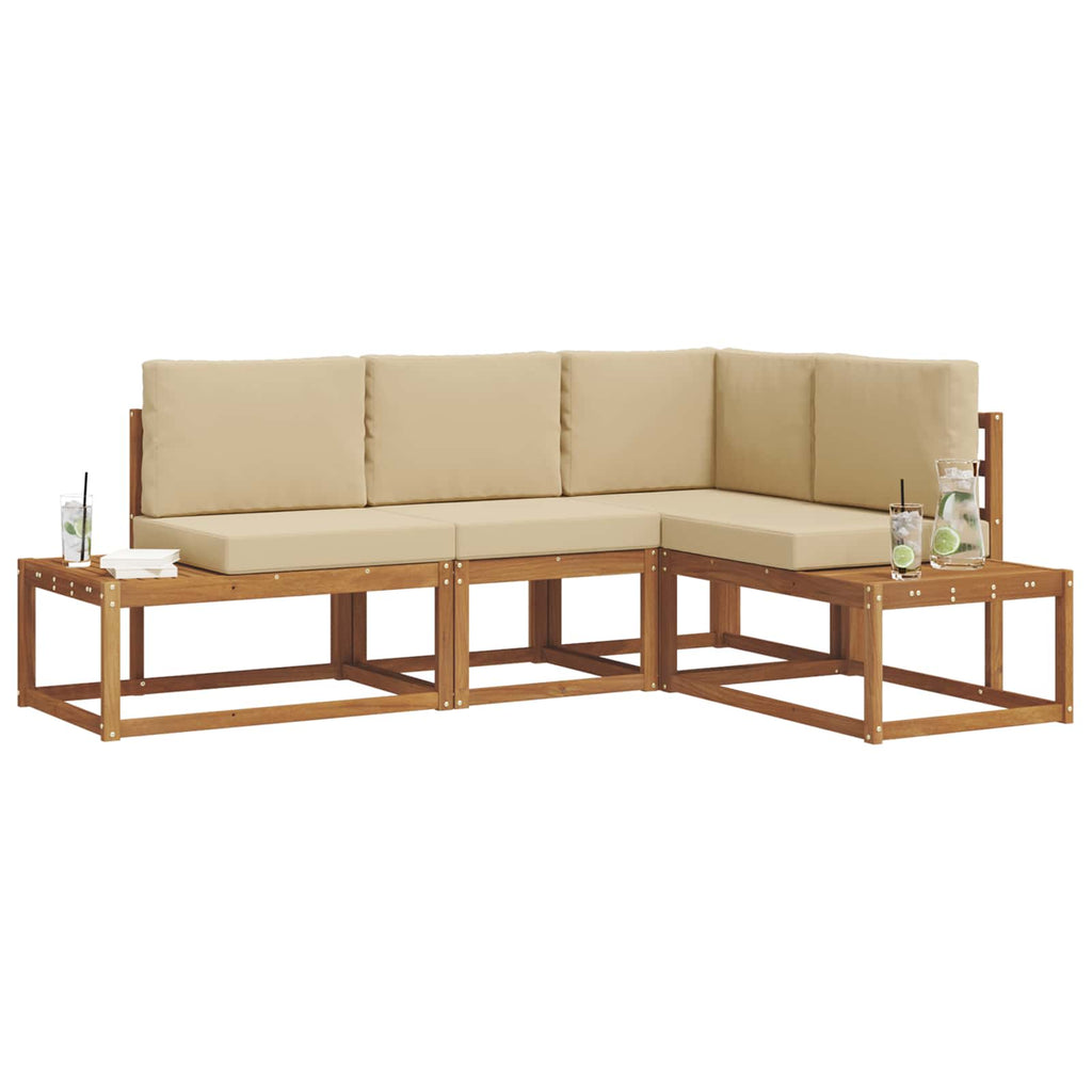 Outdoor-Sofagarnitur mit Kissen 4 Stück Natur und Beige
