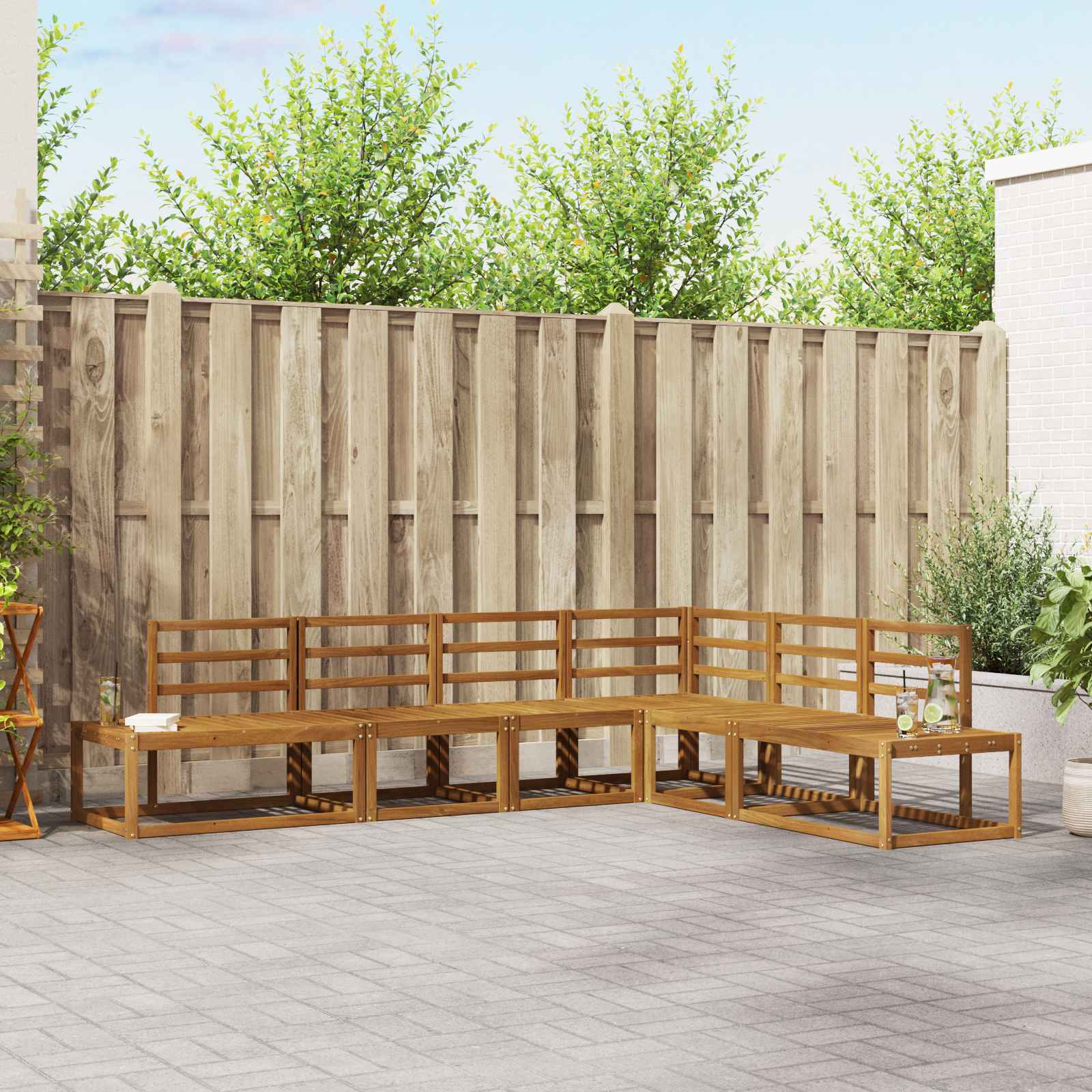 Outdoor-Sofagarnitur 6 Stück Natur Massivholz Akazie