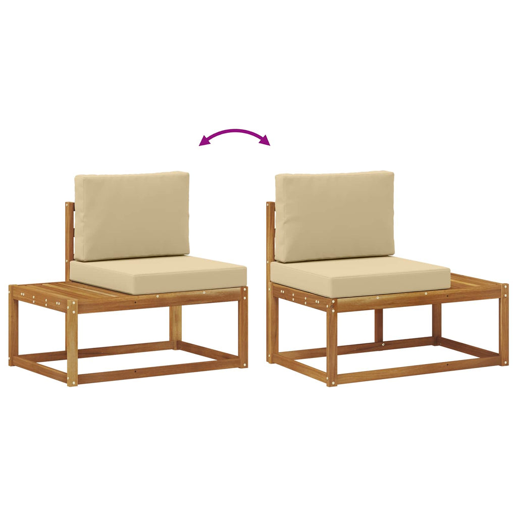 Outdoor-Sofagarnitur mit Kissen 7 Stück Natur und Beige
