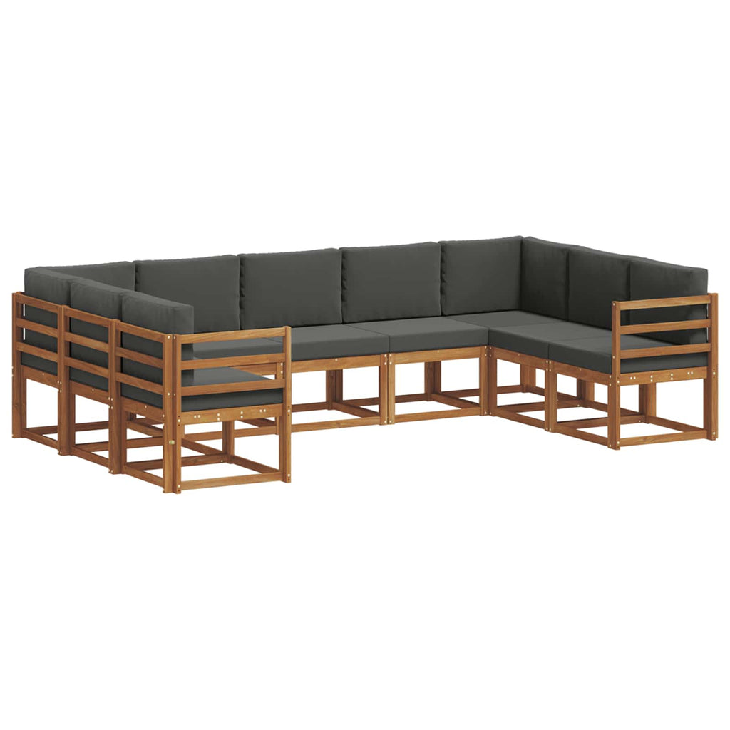 Outdoor-Sofagarnitur mit Kissen 9 pcs Natur und Anthrazit