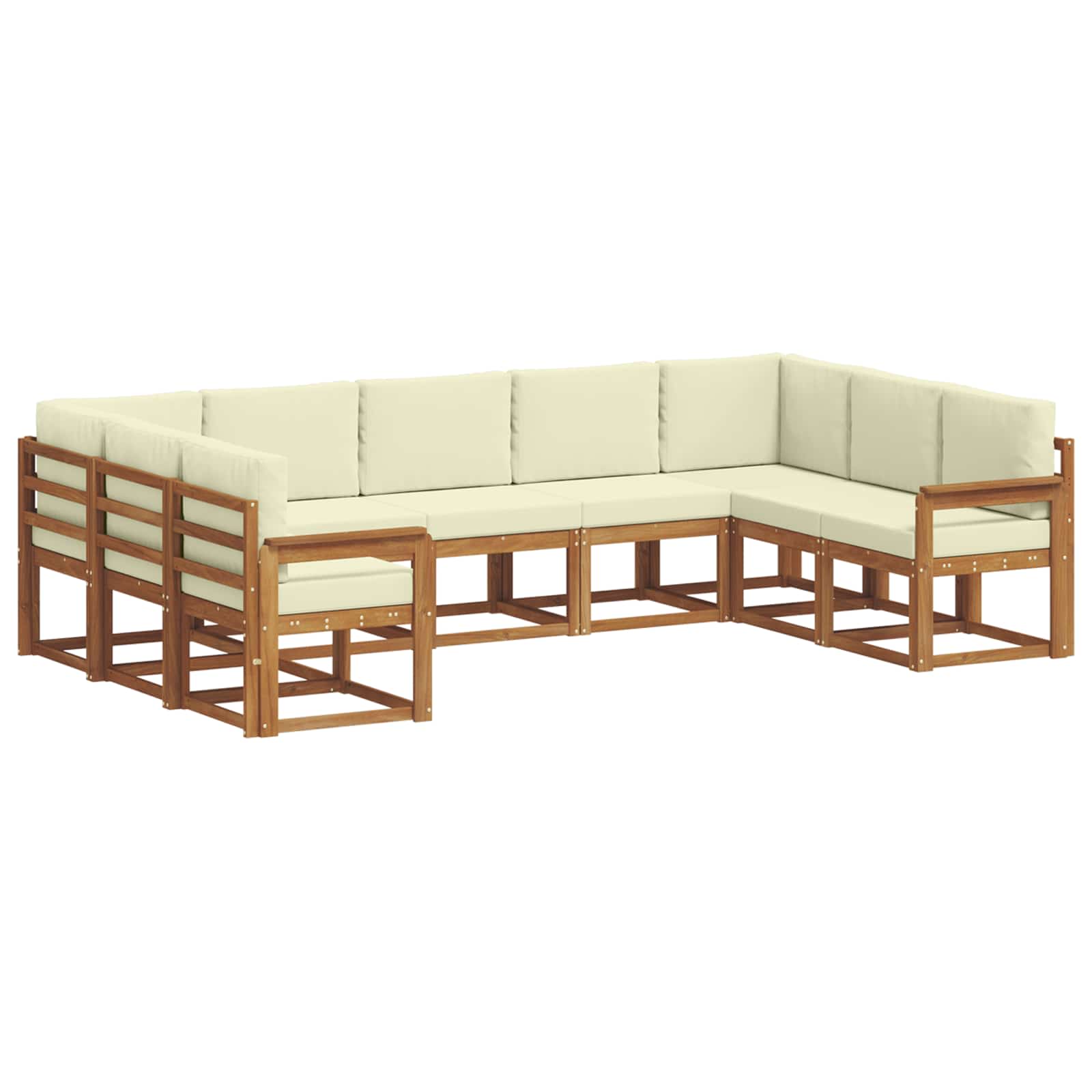 Outdoor-Sofagarnitur mit Kissen 9 pcs Natur und Creme