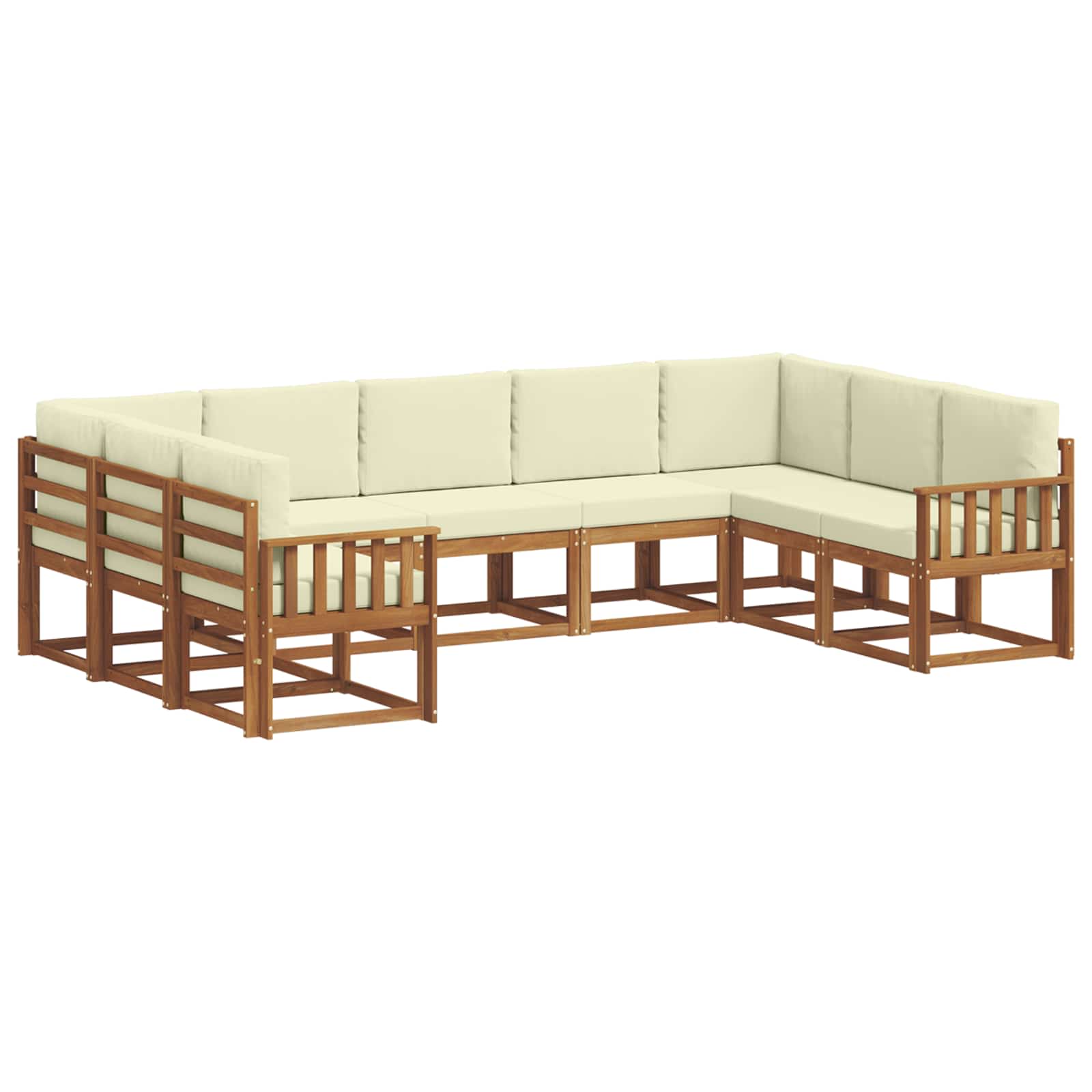 Outdoor-Sofagarnitur mit Kissen 9 pcs Natur und Creme