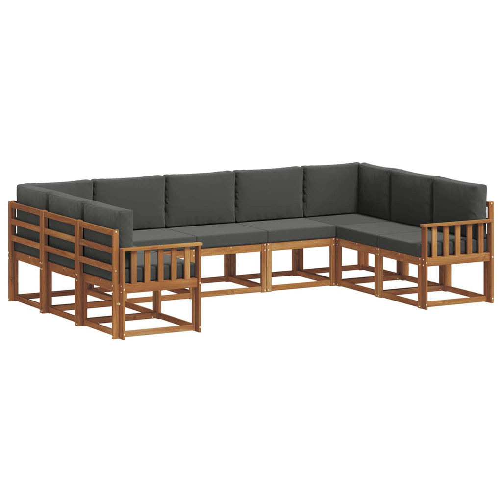 Outdoor-Sofagarnitur mit Kissen 9 pcs Natur und Anthrazit