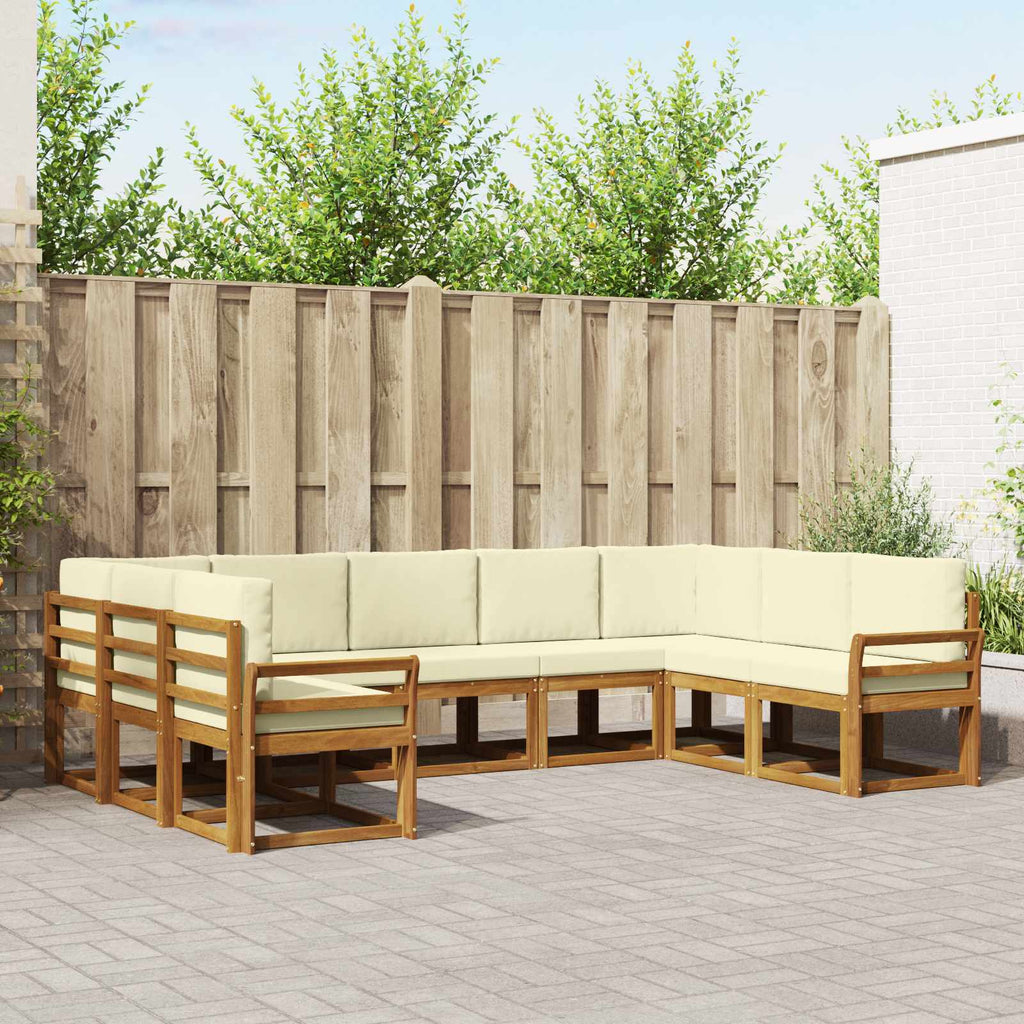 Outdoor-Sofagarnitur mit Kissen 9 pcs Natur und Creme