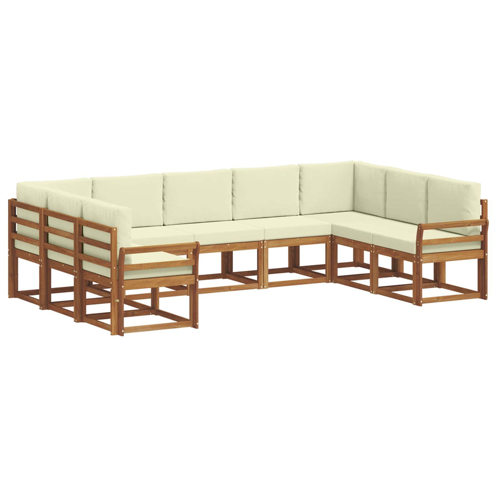 Outdoor-Sofagarnitur mit Kissen 9 pcs Natur und Creme