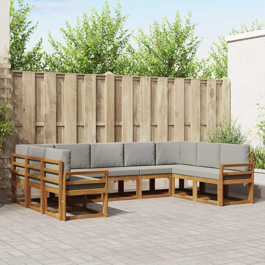Outdoor-Sofagarnitur mit Kissen 9 pcs Natürlich und Hellgrau
