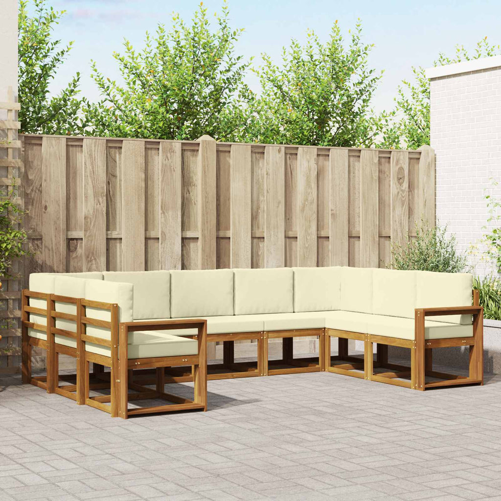 Outdoor-Sofagarnitur mit Kissen 9 pcs Natur und Creme