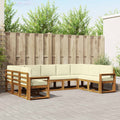 Outdoor-Sofagarnitur mit Kissen 9 pcs Natur und Creme