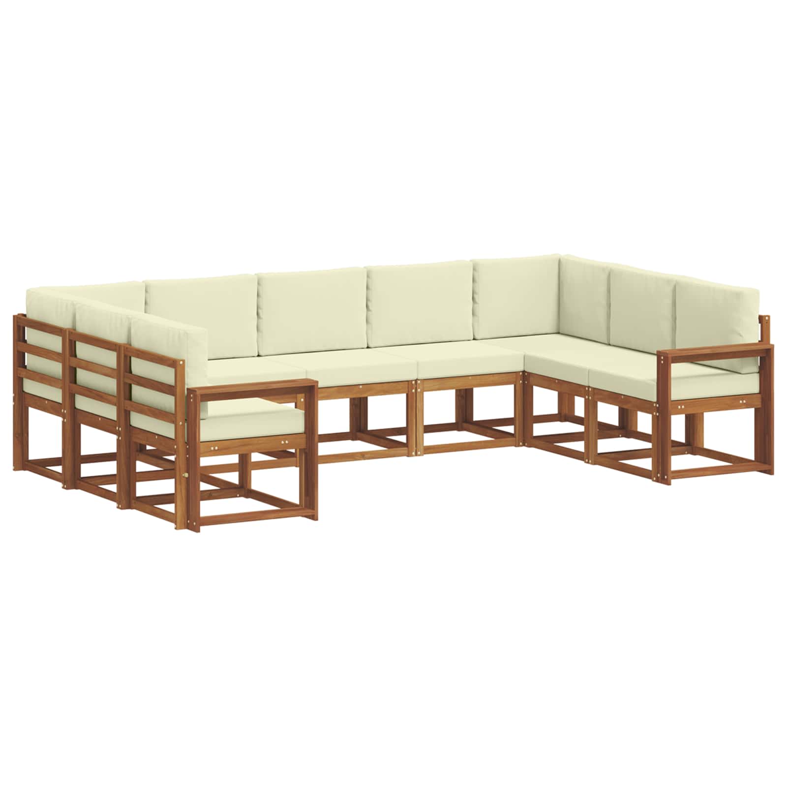 Outdoor-Sofagarnitur mit Kissen 9 pcs Natur und Creme