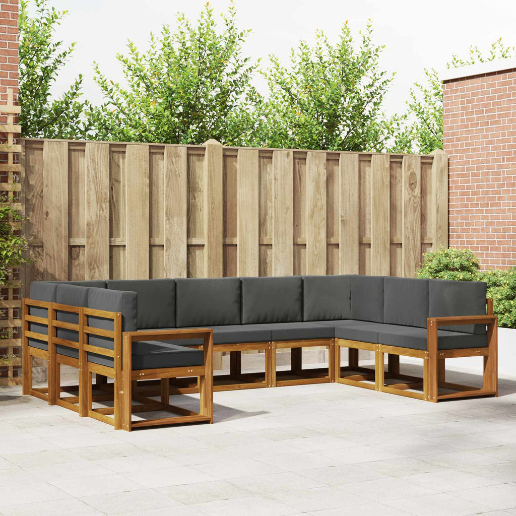 Outdoor-Sofagarnitur mit Kissen 9 pcs Natur und Anthrazit