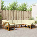 Outdoor-Sofagarnitur mit Kissen 9 pcs Natur und Creme