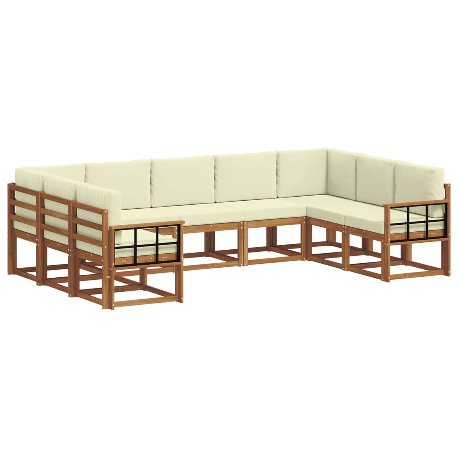 Outdoor-Sofagarnitur mit Kissen 9 pcs Natur und Creme