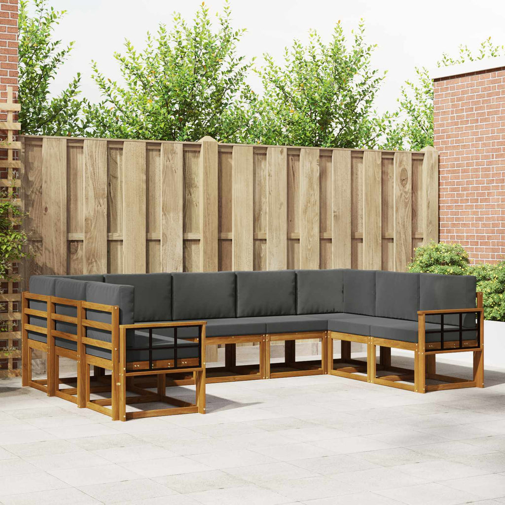 Outdoor-Sofagarnitur mit Kissen 9 pcs Natur und Anthrazit