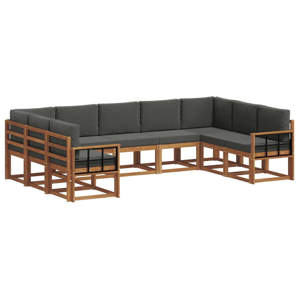 Outdoor-Sofagarnitur mit Kissen 9 pcs Natur und Anthrazit