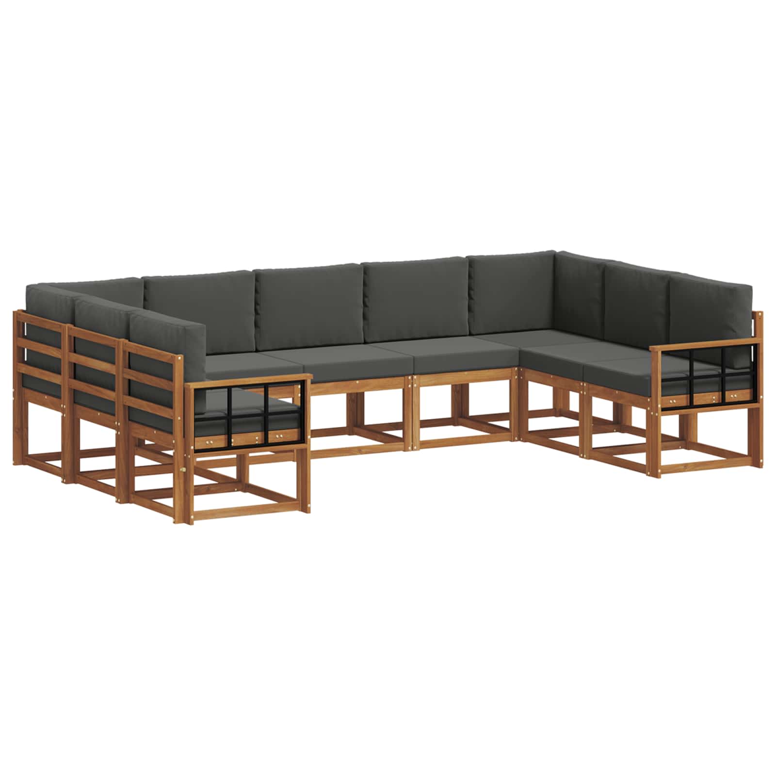 Outdoor-Sofagarnitur mit Kissen 9 pcs Natur und Anthrazit