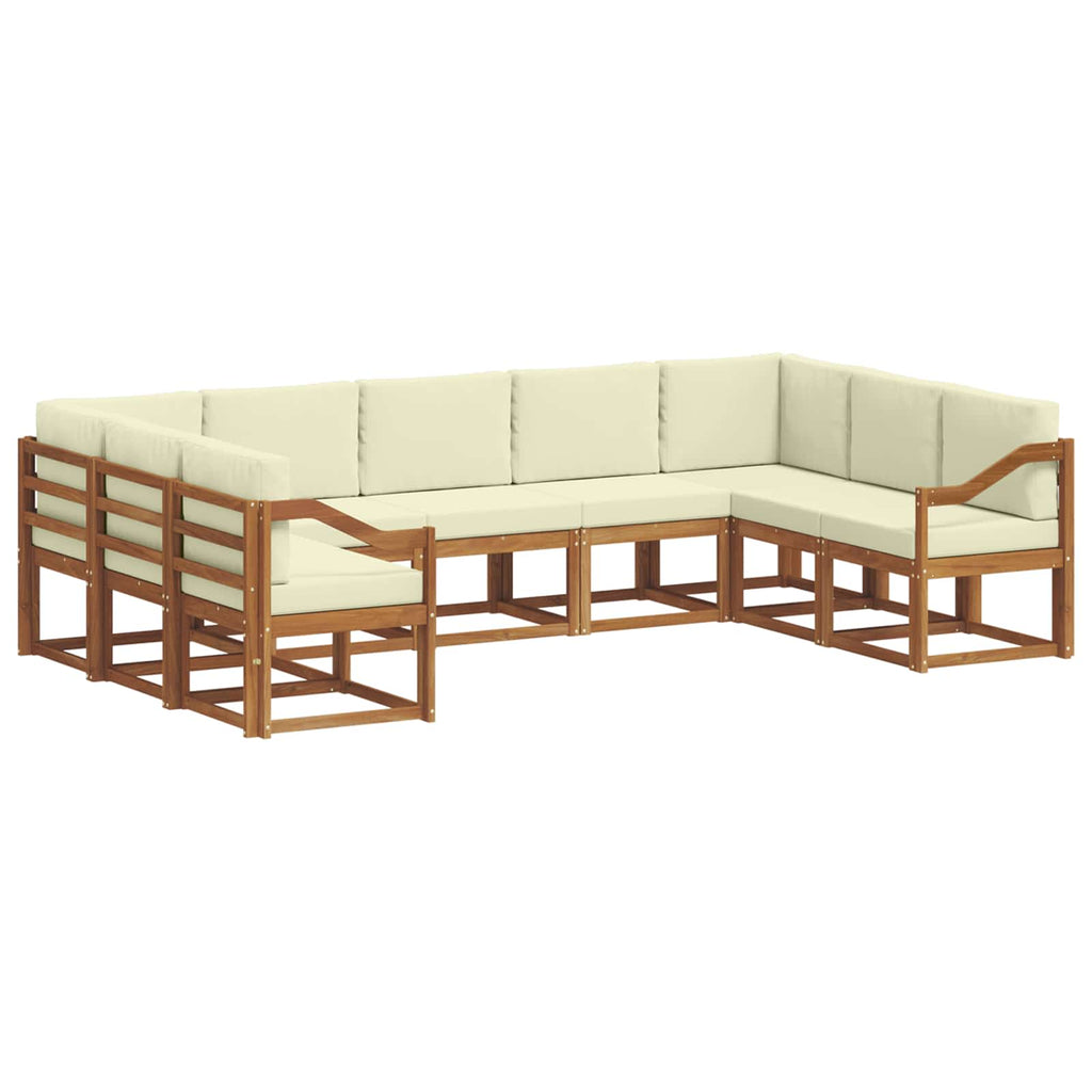 Outdoor-Sofagarnitur mit Kissen 9 pcs Natur und Creme