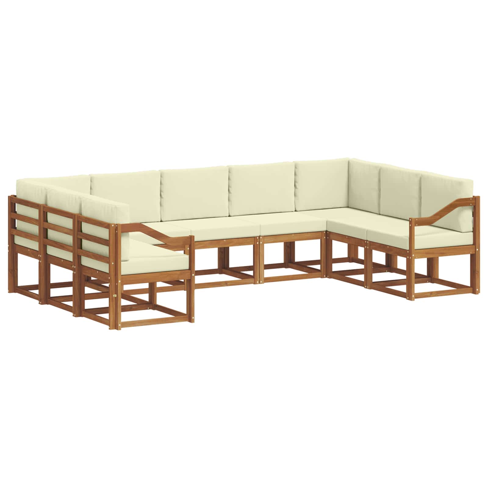 Outdoor-Sofagarnitur mit Kissen 9 pcs Natur und Creme