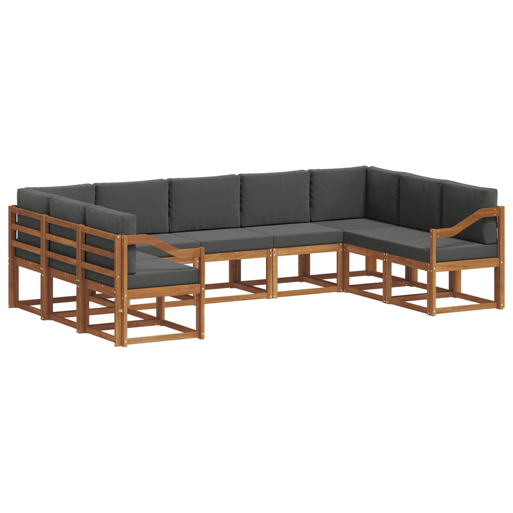 Outdoor-Sofagarnitur mit Kissen 9 pcs Natur und Anthrazit