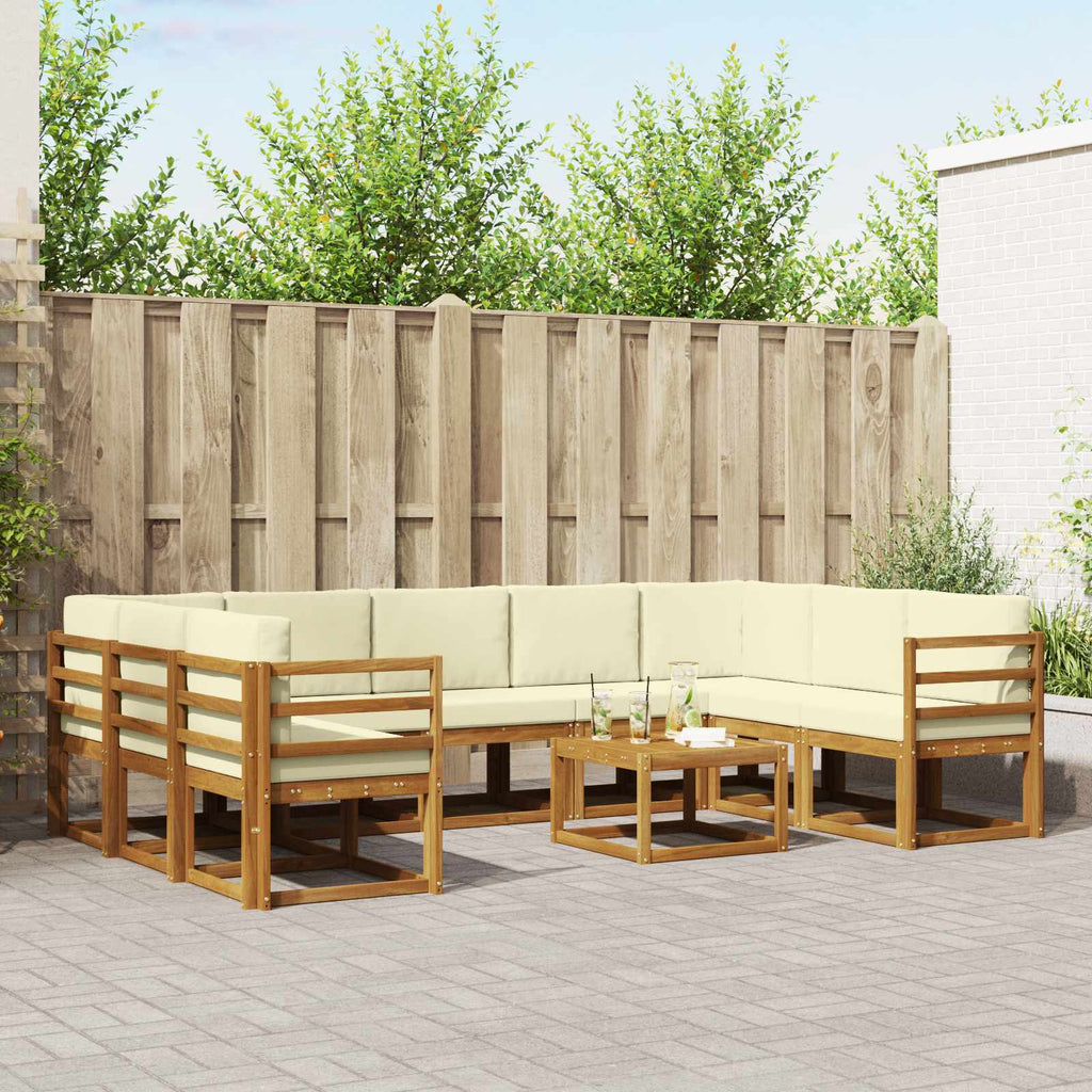 Outdoor-Sofagarnitur mit Kissen 10 pcs Natur und Creme
