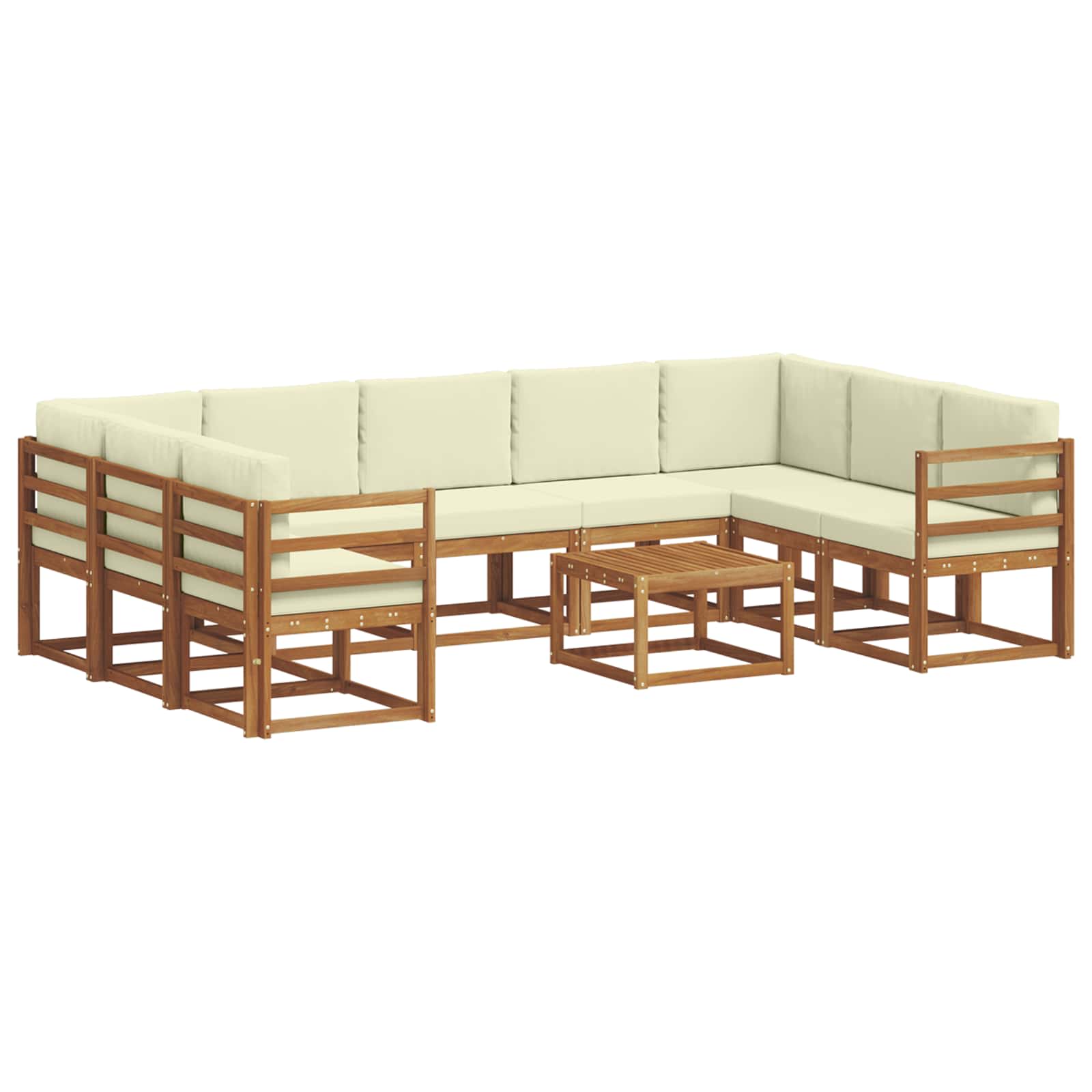 Outdoor-Sofagarnitur mit Kissen 10 pcs Natur und Creme