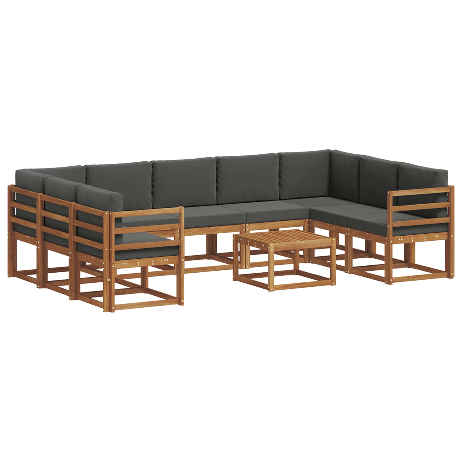 Outdoor-Sofagarnitur mit Kissen 10 pcs Natur und Anthrazit
