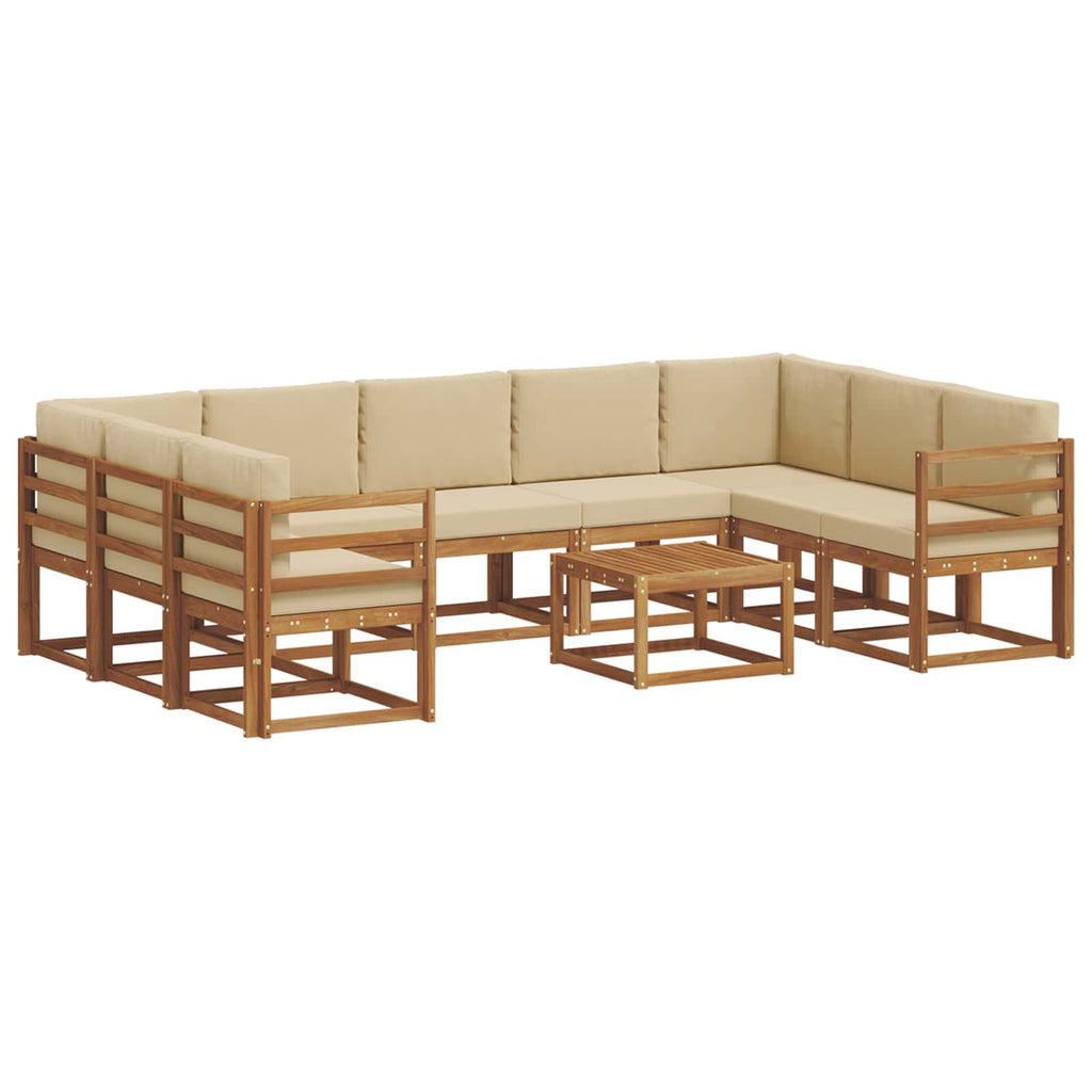 Outdoor-Sofagarnitur mit Kissen 10 pcs Natur und Beige