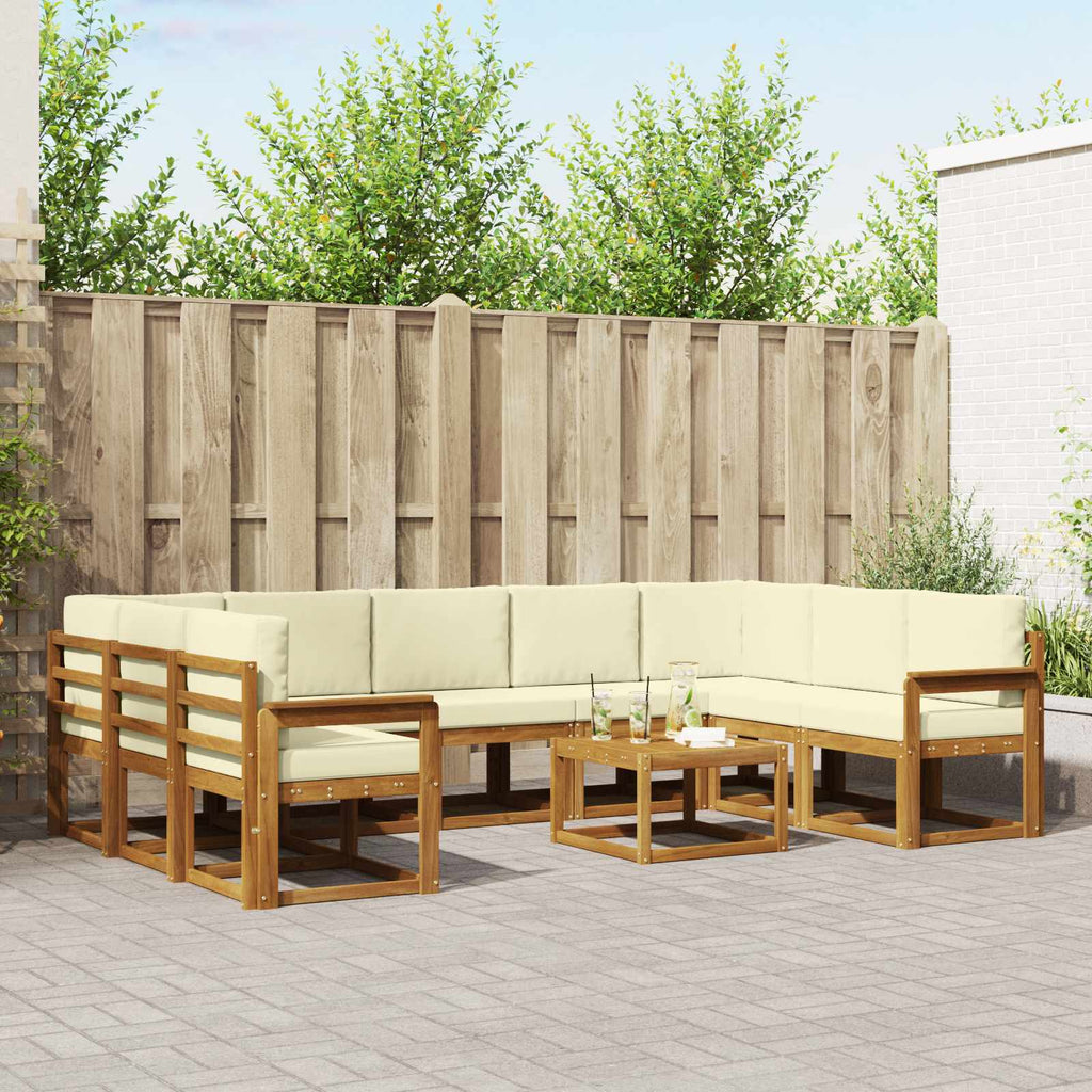 Outdoor-Sofagarnitur mit Kissen 10 pcs Natur und Creme