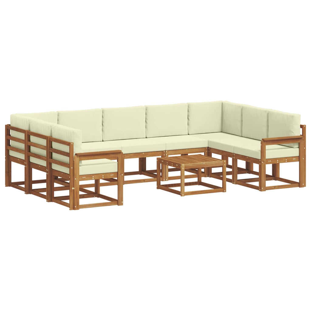Outdoor-Sofagarnitur mit Kissen 10 pcs Natur und Creme