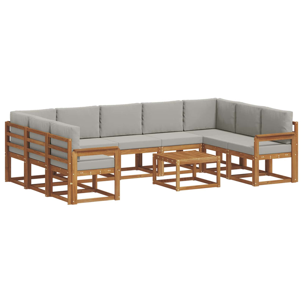 Outdoor-Sofagarnitur mit Kissen 10 pcs Natürlich und Hellgrau