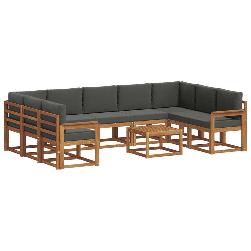 Outdoor-Sofagarnitur mit Kissen 10 pcs Natur und Anthrazit